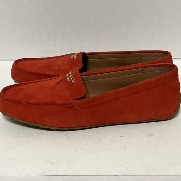 Kate Spade Leather Suede Deck Driver Loafers Womens 10 Coral Slip-On Shoes - Picture 5 of 10